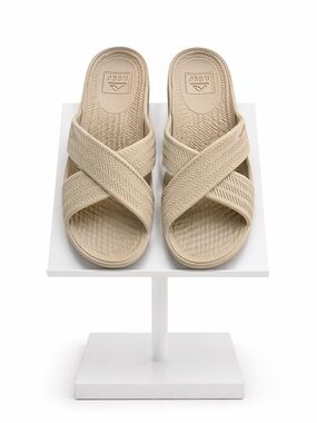 Reef Tan Criss-Cross Slide Sandals